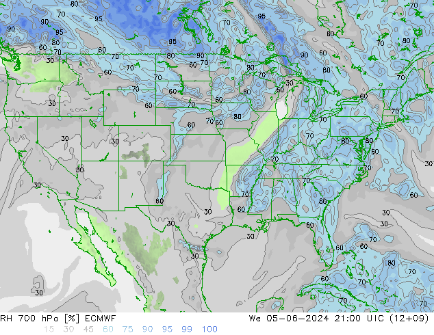 RH 700 hPa ECMWF We 05.06.2024 21 UTC