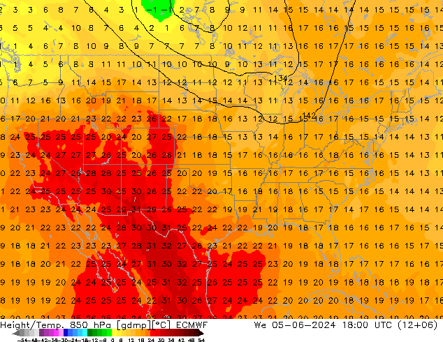 Z500/Rain (+SLP)/Z850 ECMWF We 05.06.2024 18 UTC