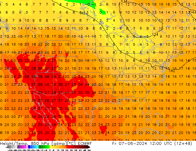 Z500/Rain (+SLP)/Z850 ECMWF ven 07.06.2024 12 UTC