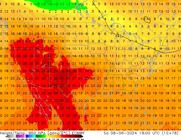 Z500/Rain (+SLP)/Z850 ECMWF sab 08.06.2024 18 UTC