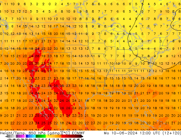 Z500/Rain (+SLP)/Z850 ECMWF lun 10.06.2024 12 UTC