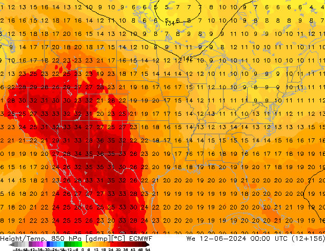 Z500/Rain (+SLP)/Z850 ECMWF mer 12.06.2024 00 UTC