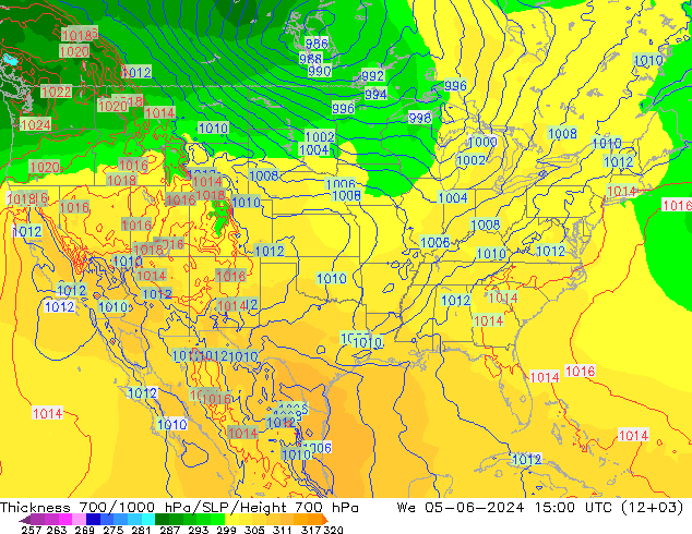 Thck 700-1000 hPa ECMWF śro. 05.06.2024 15 UTC