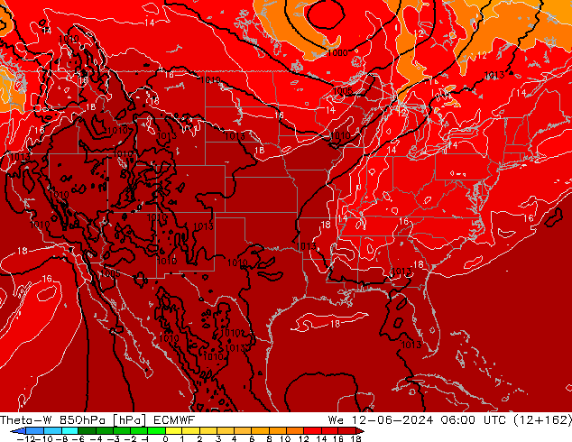 Theta-W 850hPa ECMWF  12.06.2024 06 UTC