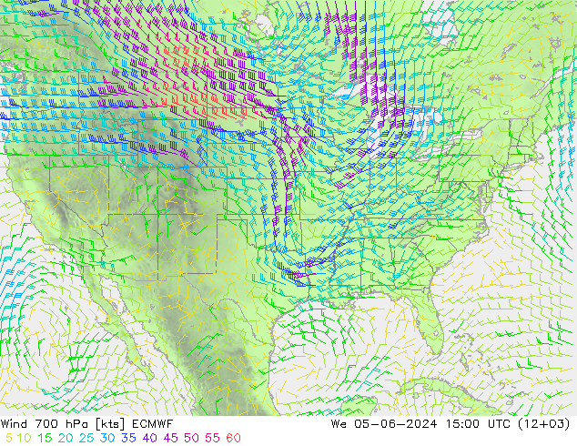 Wind 700 hPa ECMWF Mi 05.06.2024 15 UTC