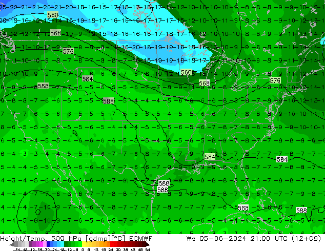 Height/Temp. 500 hPa ECMWF We 05.06.2024 21 UTC