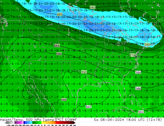 Z500/Rain (+SLP)/Z850 ECMWF sab 08.06.2024 18 UTC