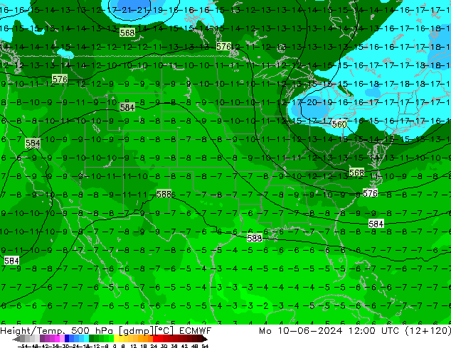 Z500/Rain (+SLP)/Z850 ECMWF Mo 10.06.2024 12 UTC