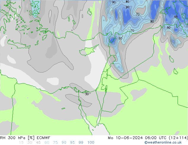 RH 300 hPa ECMWF Seg 10.06.2024 06 UTC