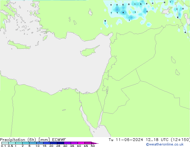 Precipitation (6h) ECMWF Tu 11.06.2024 18 UTC