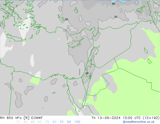 RH 850 hPa ECMWF Th 13.06.2024 12 UTC