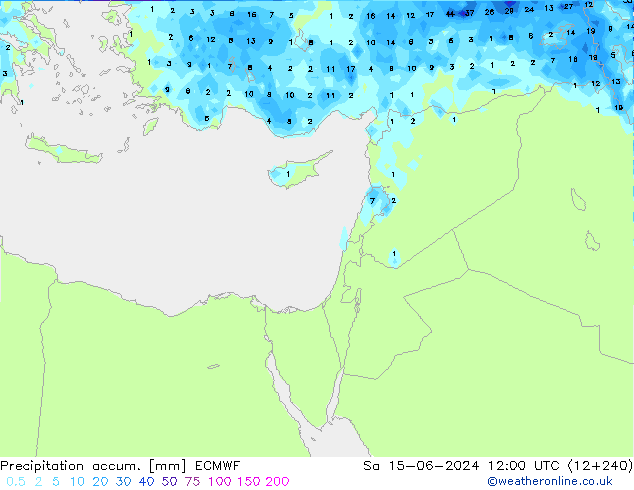 Toplam Yağış ECMWF Cts 15.06.2024 12 UTC