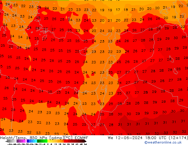 Z500/Rain (+SLP)/Z850 ECMWF We 12.06.2024 18 UTC