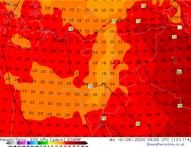 Height/Temp. 925 hPa ECMWF Seg 10.06.2024 06 UTC