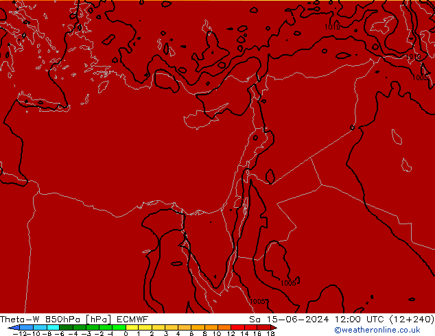 Theta-W 850hPa ECMWF Sa 15.06.2024 12 UTC