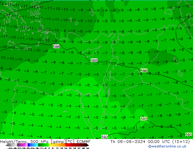 Height/Temp. 500 hPa ECMWF Th 06.06.2024 00 UTC