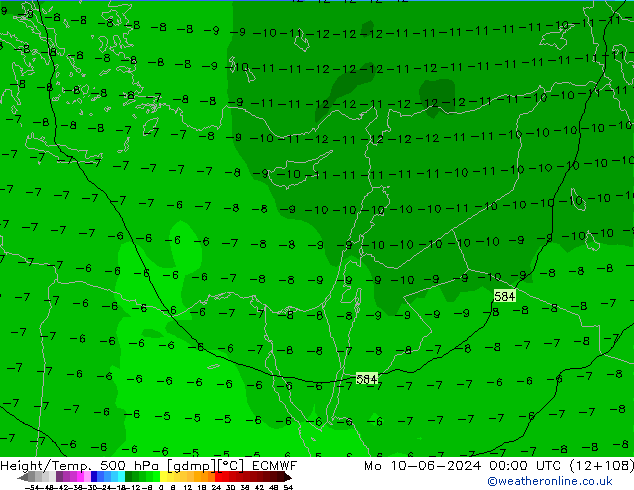 Z500/Rain (+SLP)/Z850 ECMWF Seg 10.06.2024 00 UTC