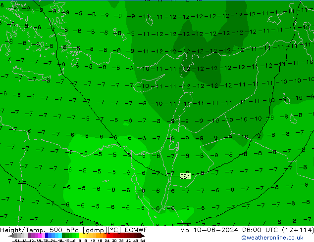 Z500/Rain (+SLP)/Z850 ECMWF pon. 10.06.2024 06 UTC