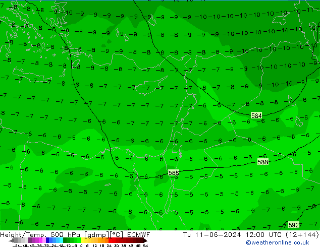 Z500/Regen(+SLP)/Z850 ECMWF di 11.06.2024 12 UTC