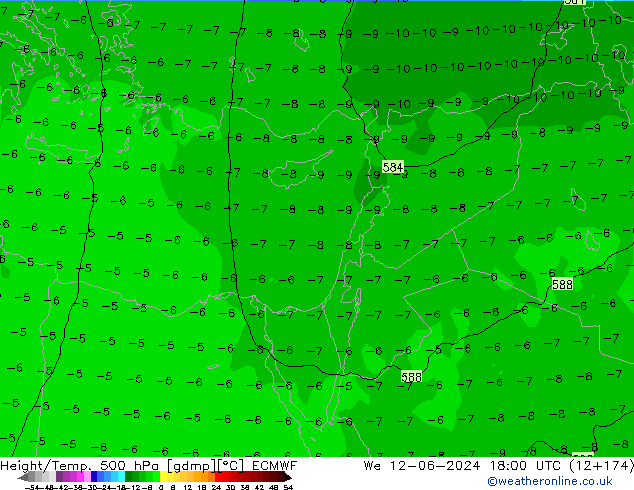 Z500/Rain (+SLP)/Z850 ECMWF We 12.06.2024 18 UTC