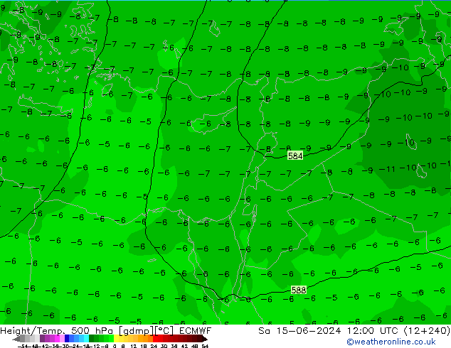 Height/Temp. 500 hPa ECMWF Sáb 15.06.2024 12 UTC