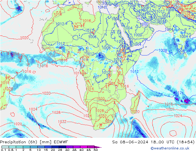 Z500/Rain (+SLP)/Z850 ECMWF Sa 08.06.2024 00 UTC