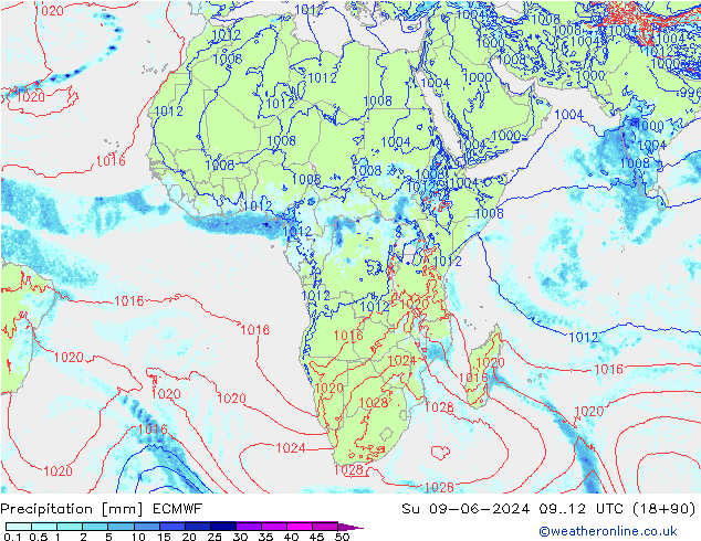 Neerslag ECMWF zo 09.06.2024 12 UTC