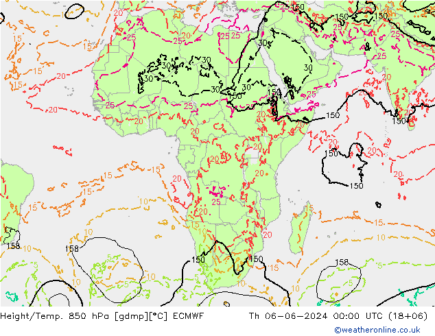 Z500/Rain (+SLP)/Z850 ECMWF Th 06.06.2024 00 UTC