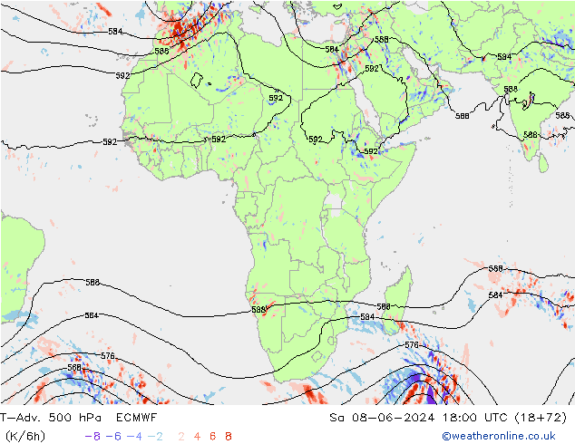 T-Adv. 500 hPa ECMWF So 08.06.2024 18 UTC