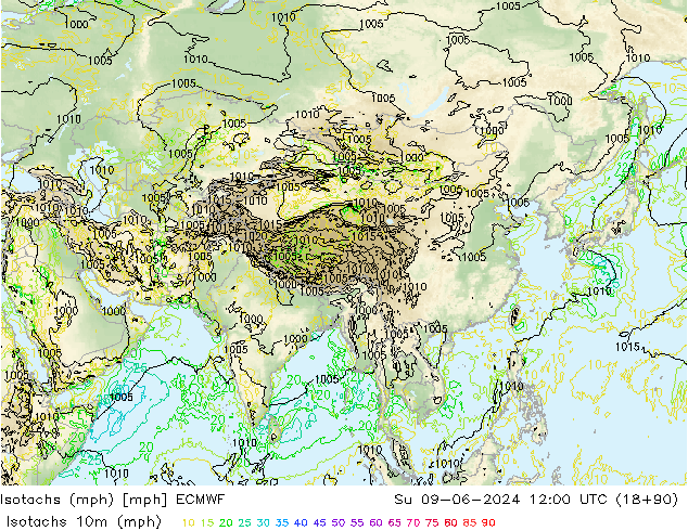 Isotaca (mph) ECMWF dom 09.06.2024 12 UTC