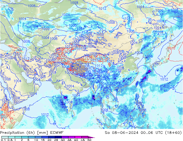 Z500/Rain (+SLP)/Z850 ECMWF sáb 08.06.2024 06 UTC