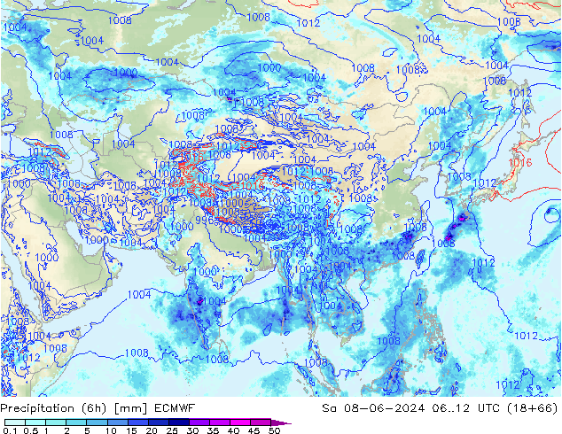 Z500/Regen(+SLP)/Z850 ECMWF za 08.06.2024 12 UTC