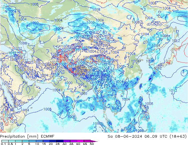 Precipitation ECMWF Sa 08.06.2024 09 UTC