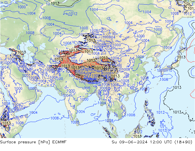 Yer basıncı ECMWF Paz 09.06.2024 12 UTC