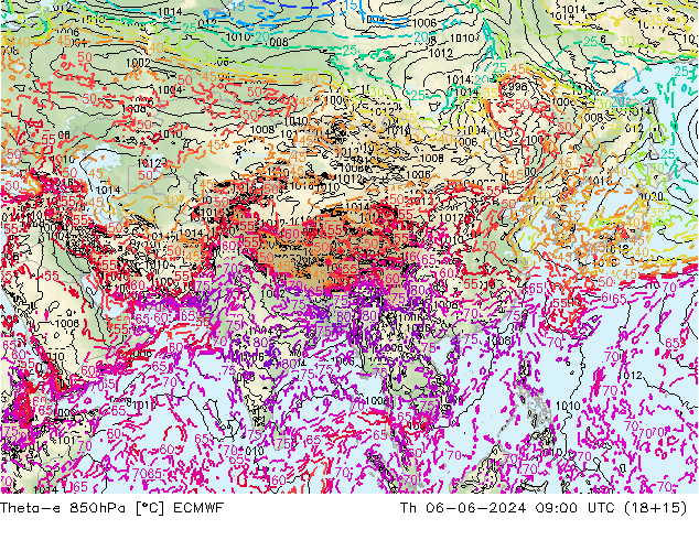 Theta-e 850hPa ECMWF do 06.06.2024 09 UTC