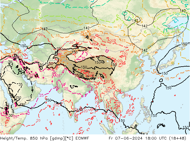 Z500/Rain (+SLP)/Z850 ECMWF vie 07.06.2024 18 UTC