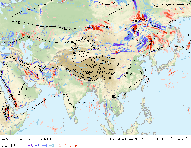 T-Adv. 850 hPa ECMWF Per 06.06.2024 15 UTC