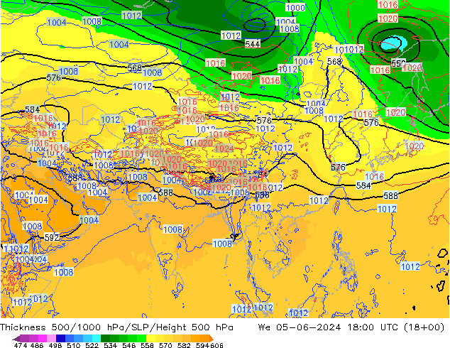 Thck 500-1000гПа ECMWF ср 05.06.2024 18 UTC