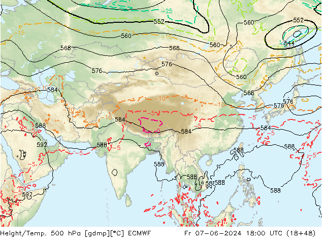 Z500/Rain (+SLP)/Z850 ECMWF vie 07.06.2024 18 UTC