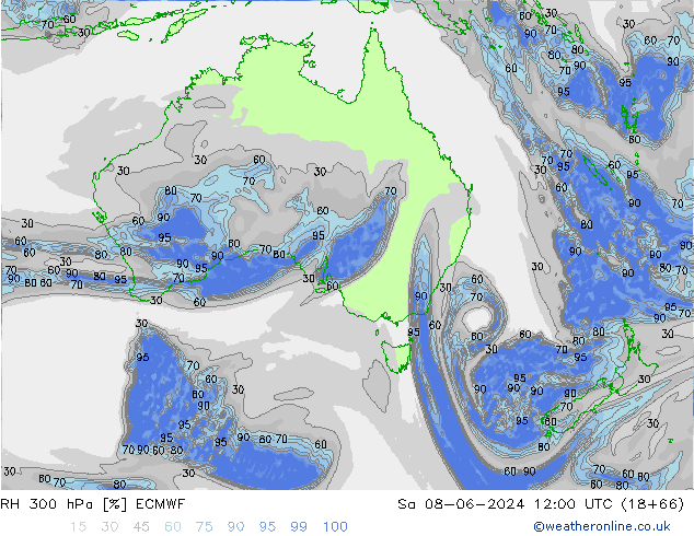 RH 300 hPa ECMWF so. 08.06.2024 12 UTC