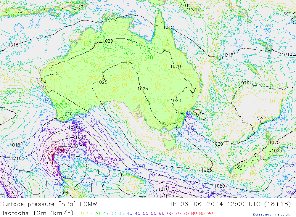 Eşrüzgar Hızları (km/sa) ECMWF Per 06.06.2024 12 UTC