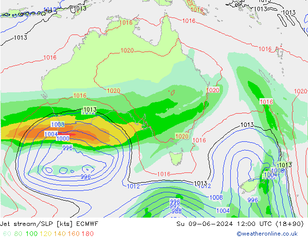 Jet stream ECMWF Dom 09.06.2024 12 UTC