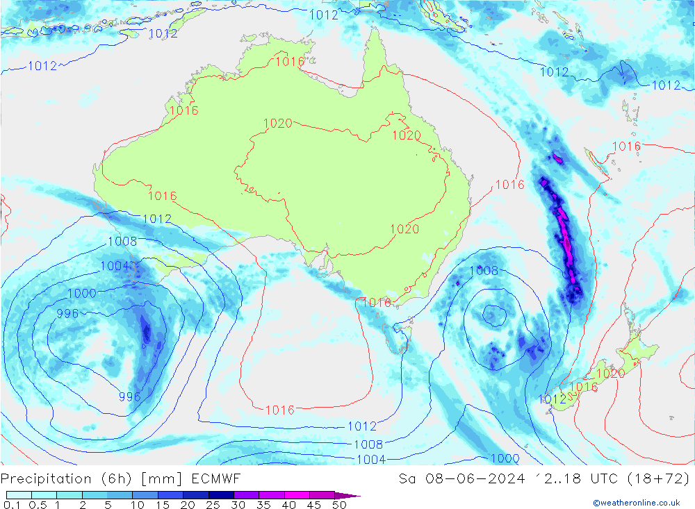 Z500/Rain (+SLP)/Z850 ECMWF sab 08.06.2024 18 UTC