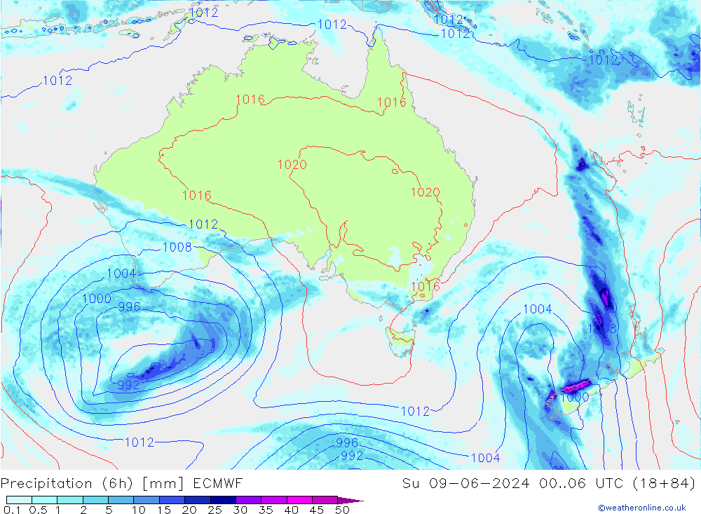 Z500/Rain (+SLP)/Z850 ECMWF Su 09.06.2024 06 UTC