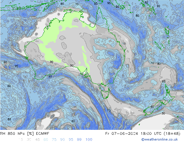 RH 850 hPa ECMWF Fr 07.06.2024 18 UTC