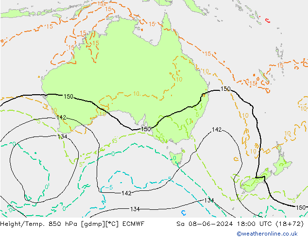 Z500/Rain (+SLP)/Z850 ECMWF Sa 08.06.2024 18 UTC