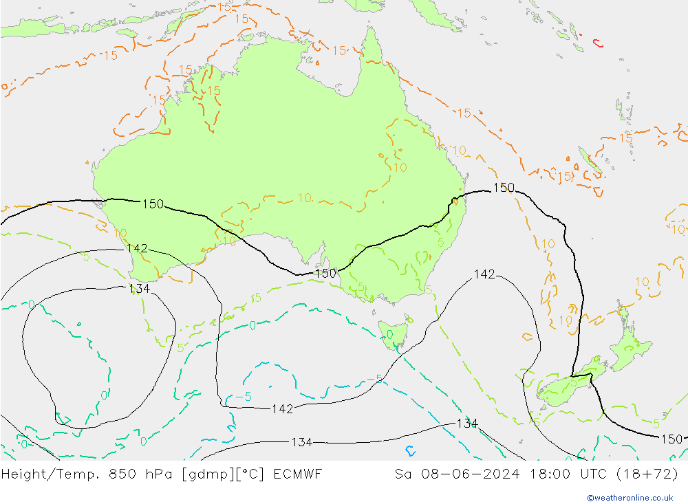 Z500/Rain (+SLP)/Z850 ECMWF sab 08.06.2024 18 UTC