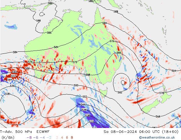 T-Adv. 500 hPa ECMWF So 08.06.2024 06 UTC