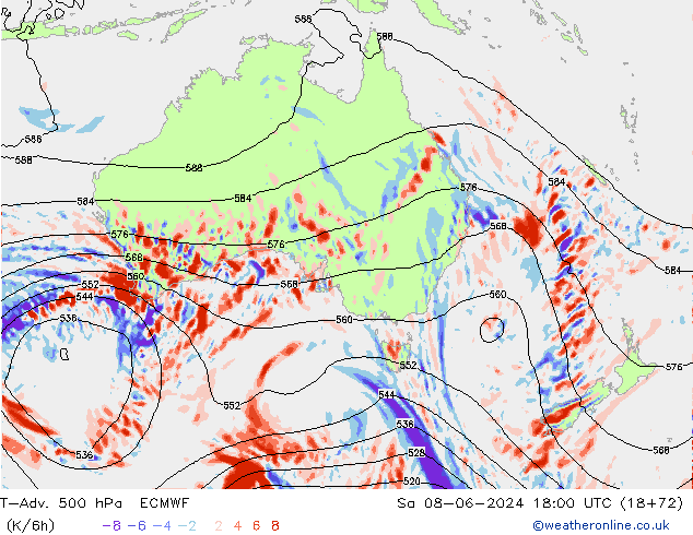 T-Adv. 500 hPa ECMWF Sa 08.06.2024 18 UTC