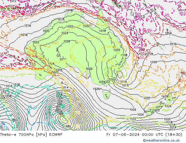 Theta-e 700hPa ECMWF Fr 07.06.2024 00 UTC